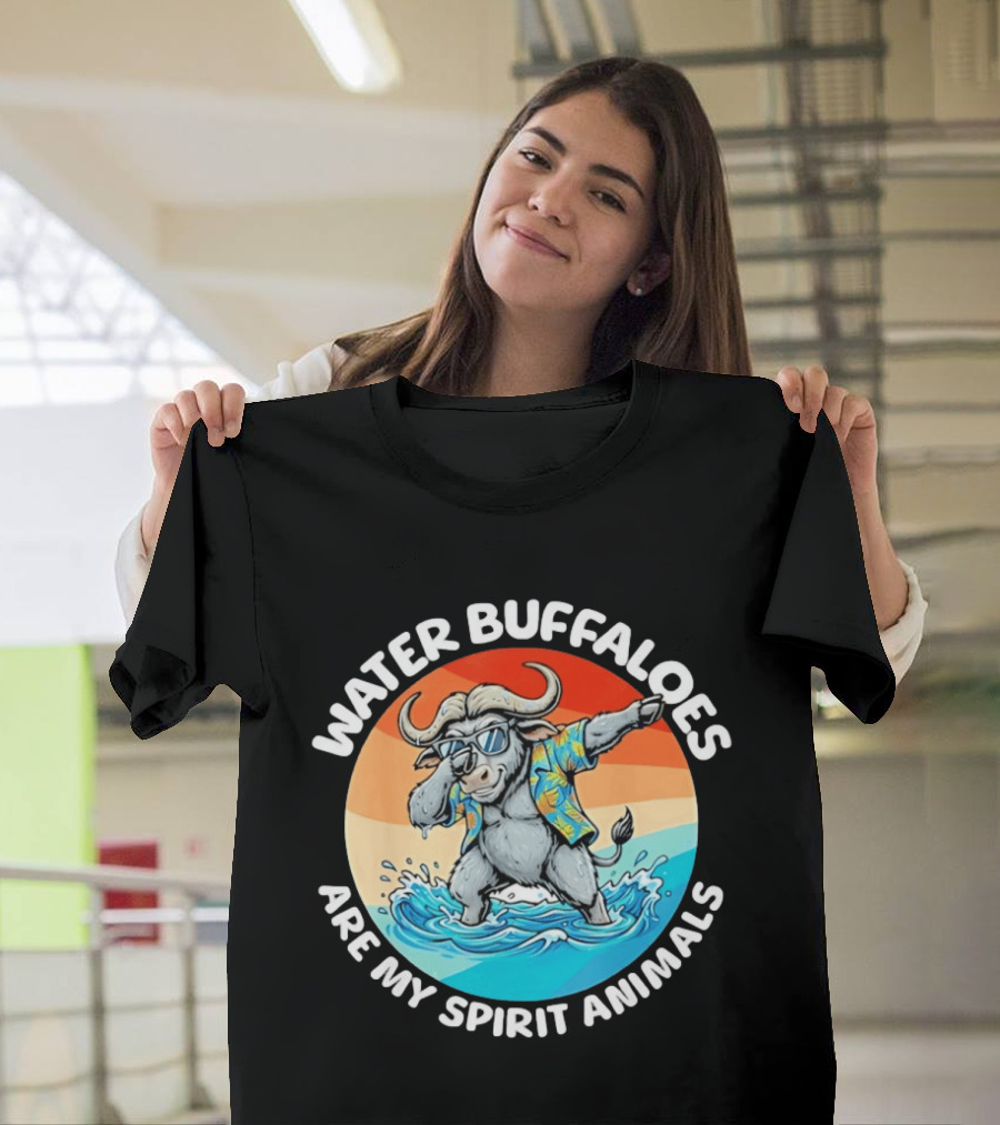 Water Buffaloes Are My Spirit Animals Dabbing Tropical Sunset T-Shirt