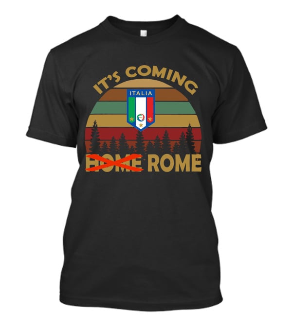 IT'S COMING ROME ITALIA Vintage Forest Sunset Badge T-Shirt