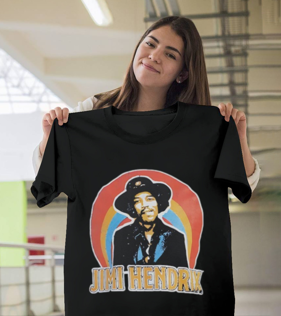 Jimi Hendrix Vintage Retro Rainbow Hat T-Shirt