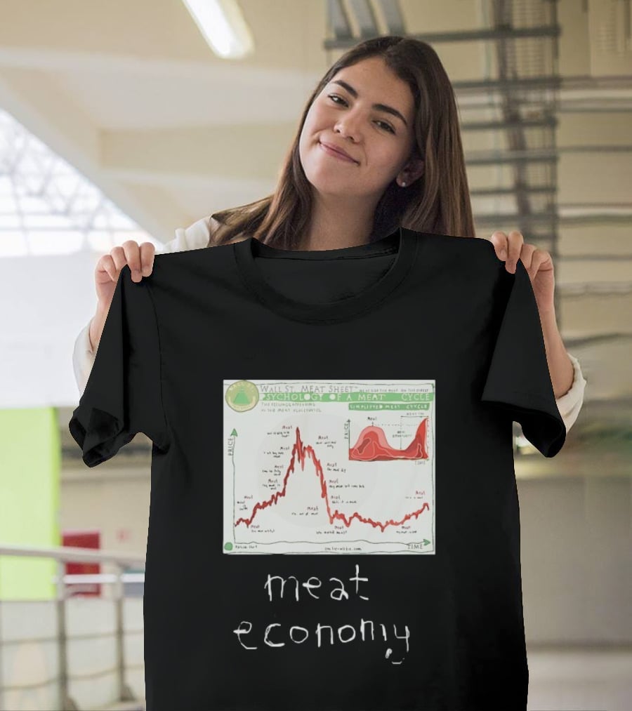 Wall St Meat Sheet Meat Economy Psycholog Of A Meat Cycle Chart T-Shirt