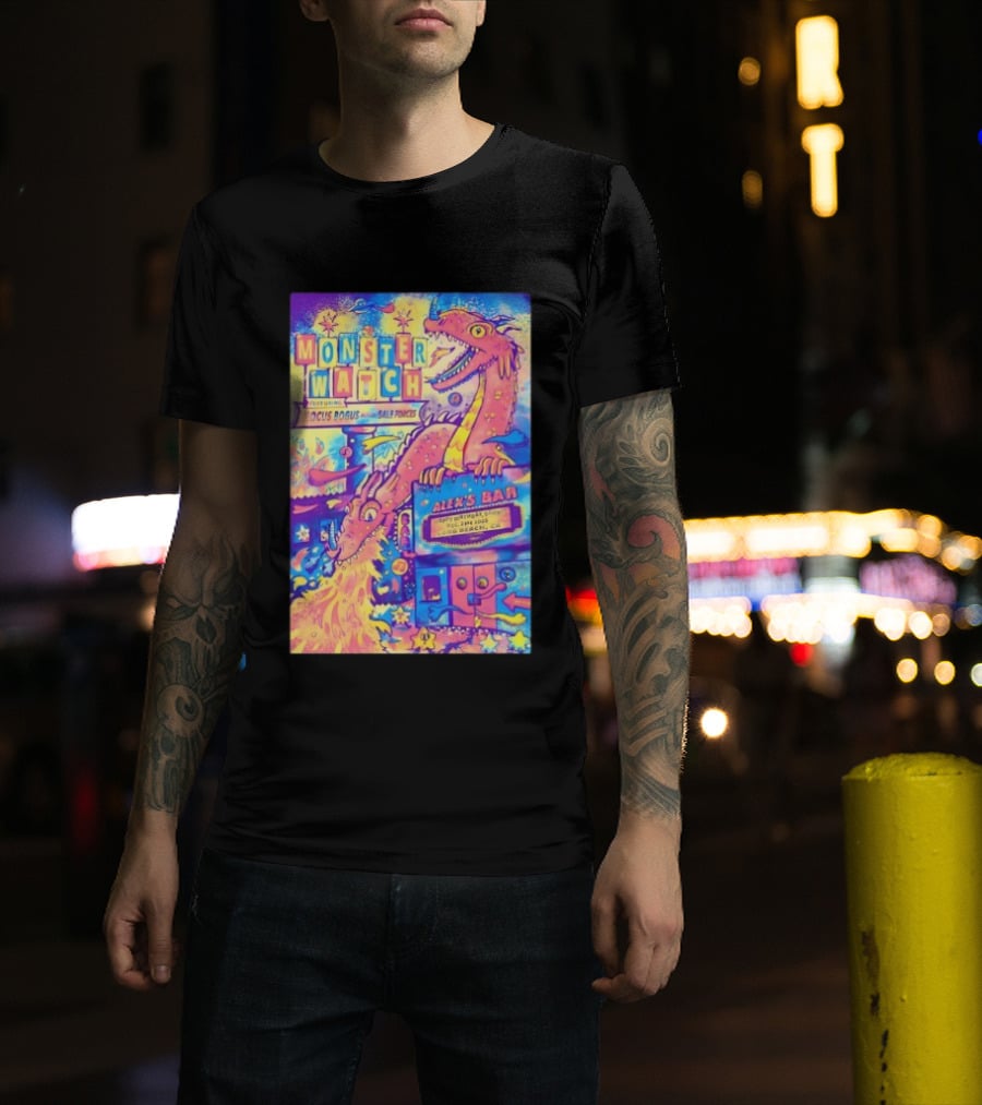 Monster Featuring Lucus Bogus And Sale Fuegos At Alex's Bar Long Beach CA Dec 21 2025 With Psychedelic Dragon Art T-Shirt