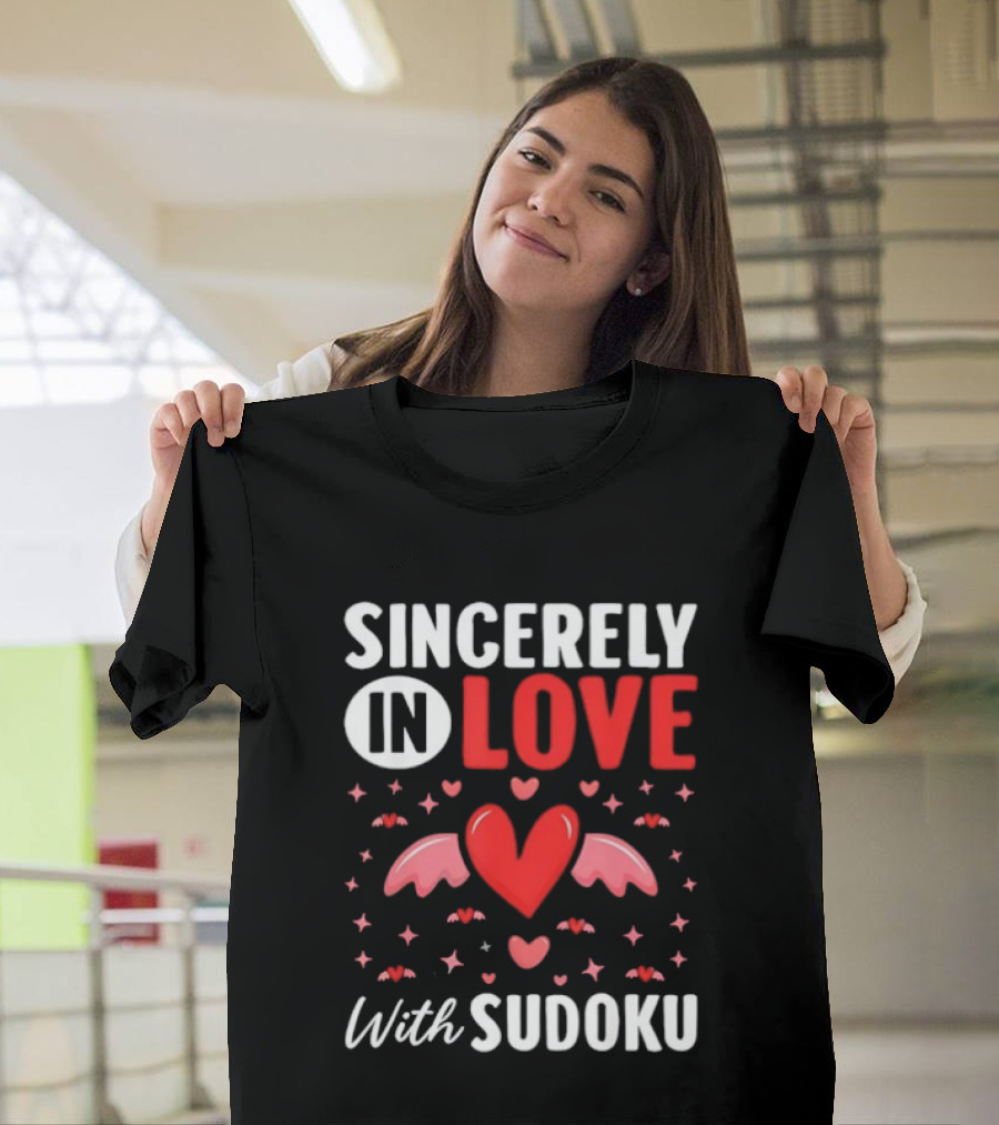 Sincerely In Love With Sudoku Heart Wings And Stars T-Shirt