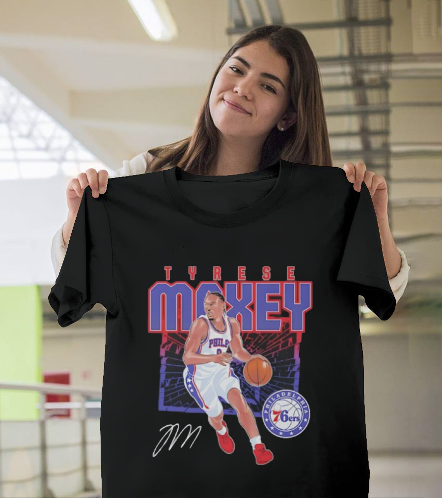 NBA Tyrese Maxey Philadelphia 76ers Player Signature T-Shirt