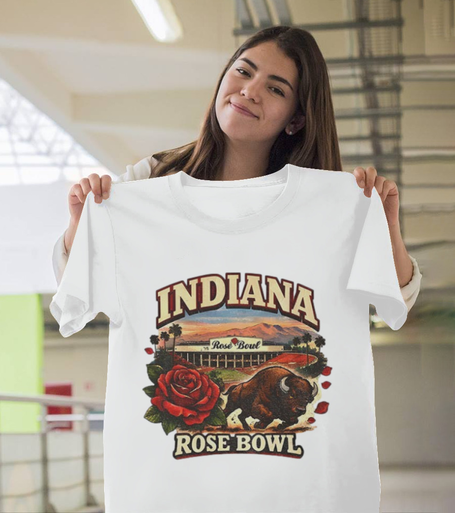 Indiana Rose Bowl Pasadena CA Game Day Vintage Buffalo And Rose Stadium Retro T-Shirt