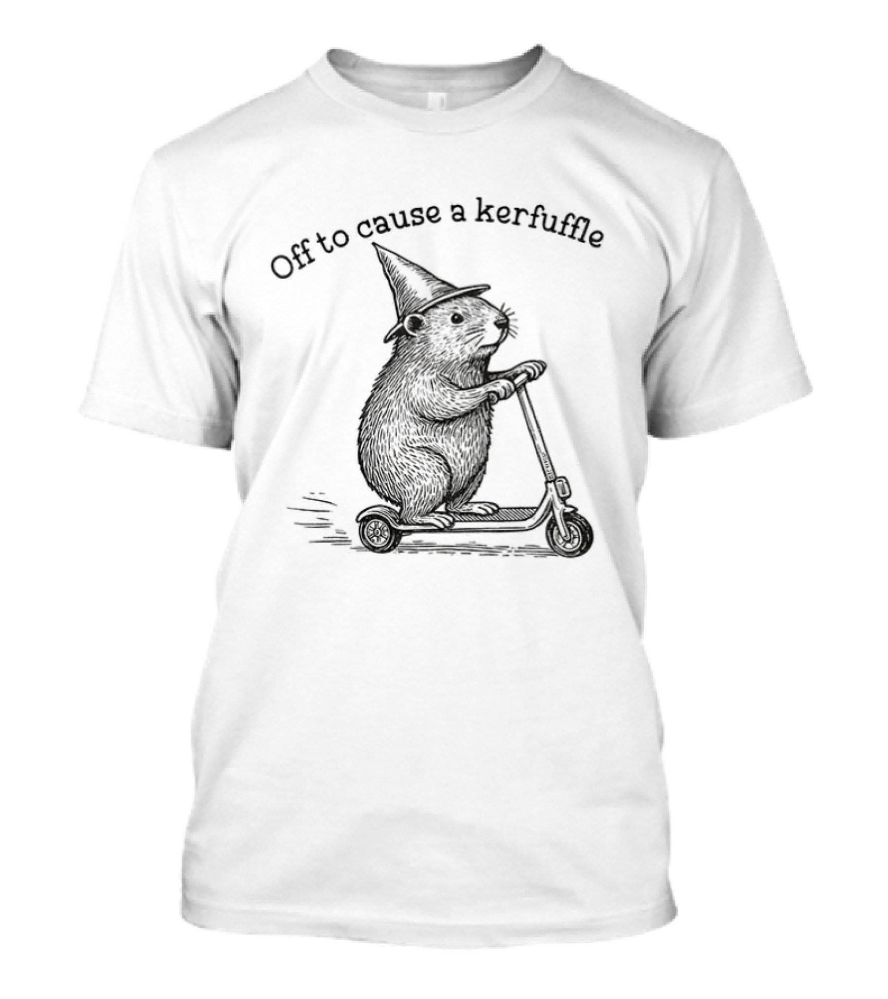 Off To Cause A Kerfuffle Groundhog Witch Riding Scooter T-Shirt