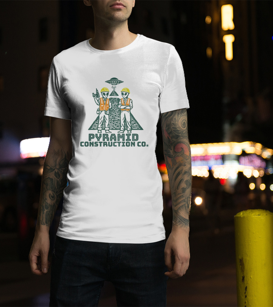 Pyramid Construction Co. Alien Builders Ancient Astronaut Humor T-Shirt