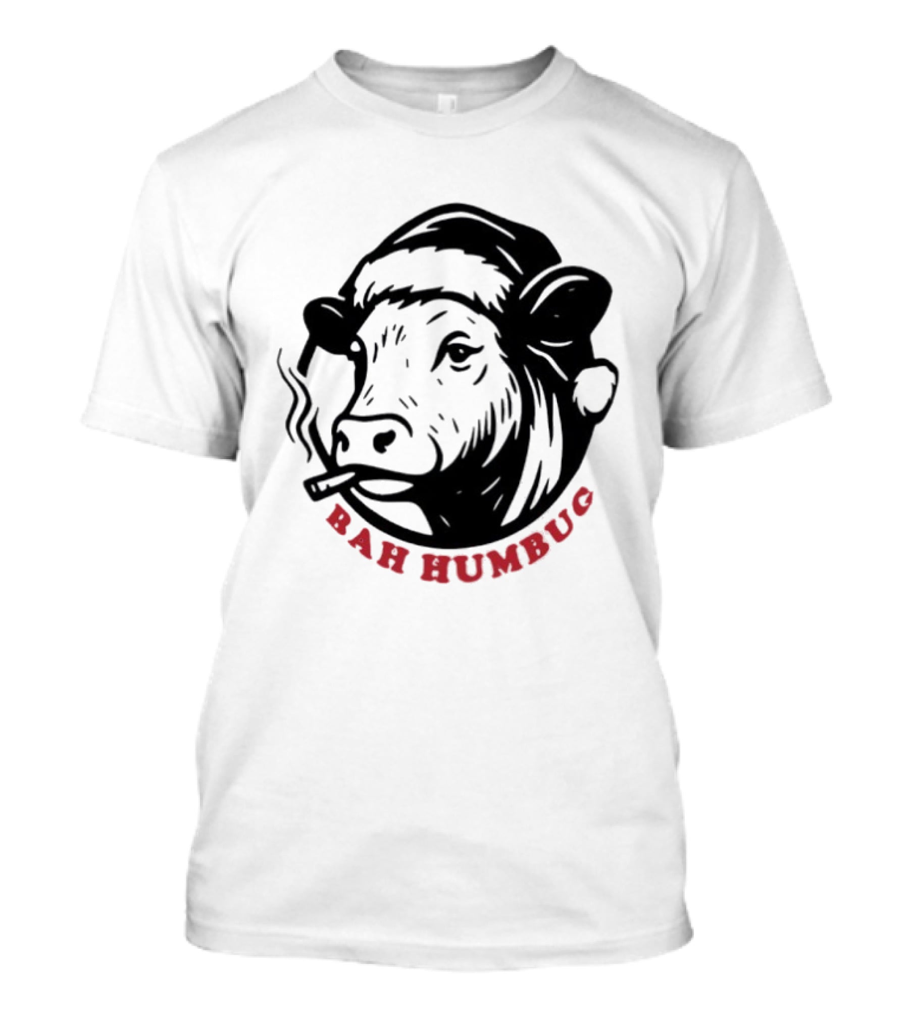 Cow Santa Smoking Bah Humbug Christmas Humor T-Shirt