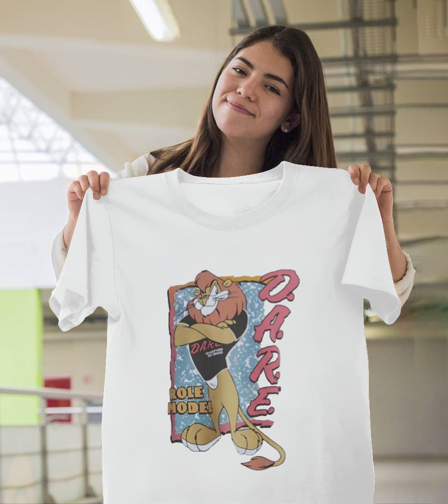 D.A.R.E. Lion Daren Role Model Graphic With Classic Retro Style T-Shirt