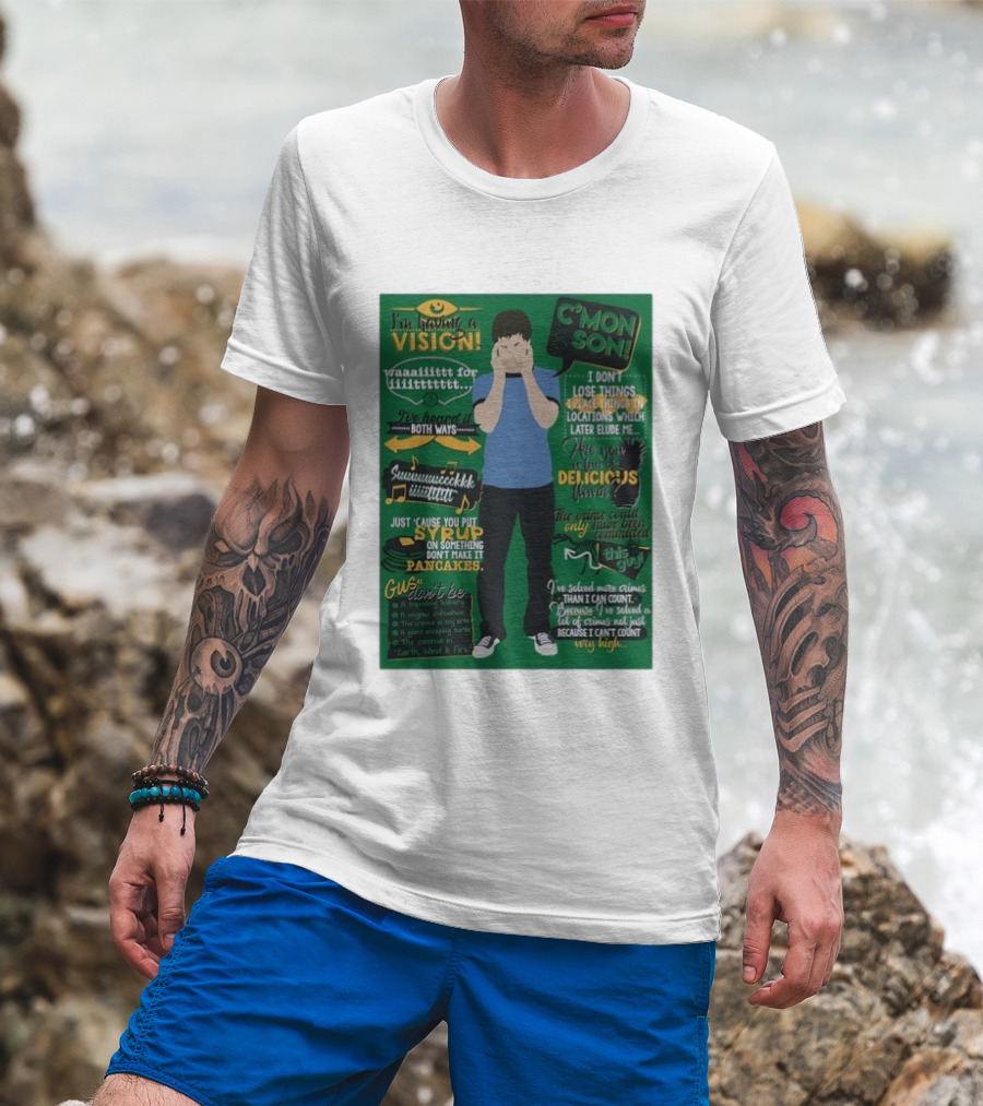 I'm Having A Vision Shawn Spencer C'mon Son Delicious Flavor I've Heard It Both Ways Pancakes T-Shirt