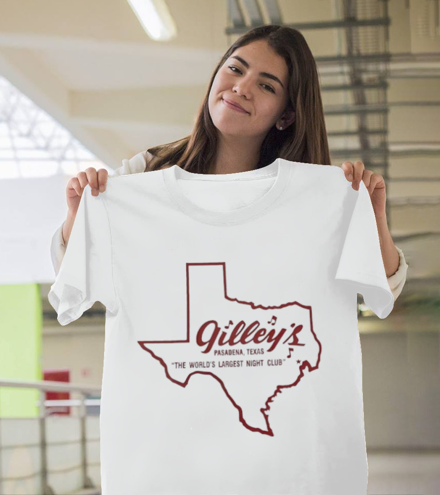 Gilley’s Pasadena Texas The World’s Largest Night Club Map Outline T-Shirt