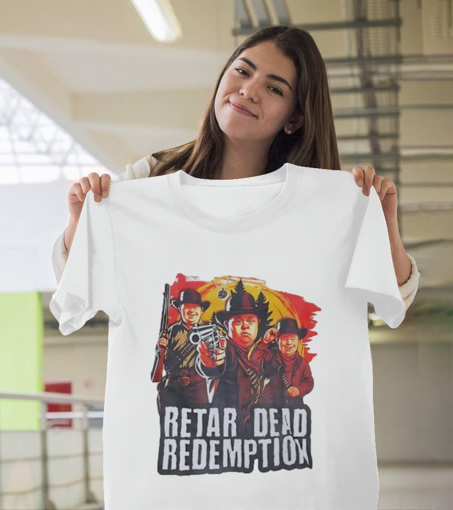 RETAR DEAD REDEMPTION Three Down Men Holding Shotguns Vintage Style T-Shirt