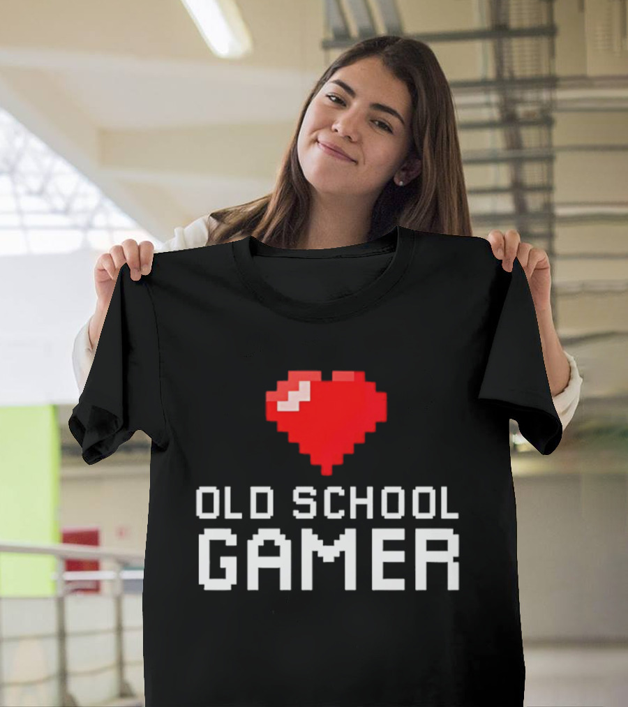 Pixel Heart Old School Gamer T-Shirt