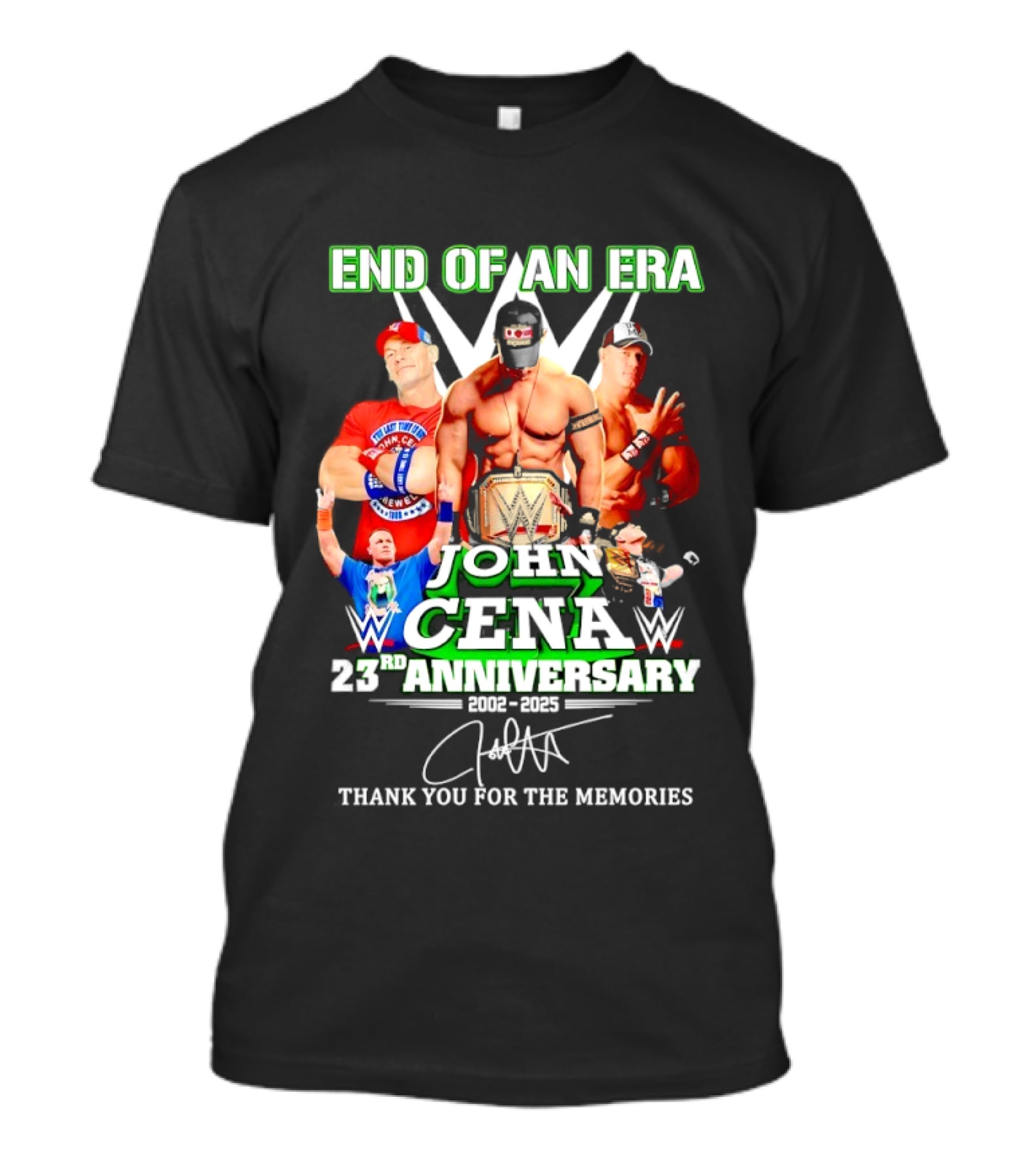 End Of An Era John Cena 23rd Anniversary 2002 2025 WWE Thank You For The Memories T-Shirt