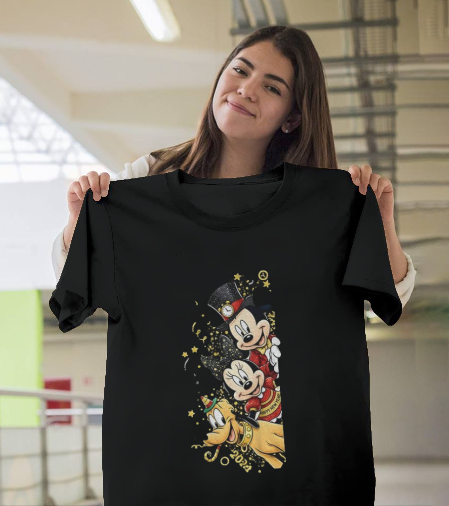 Mickey Mouse Happy New Year 2023 Pluto Minnie Celebration T-Shirt