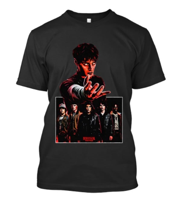 Stranger Things Character Montage With Group And Red Glow T-Shirt