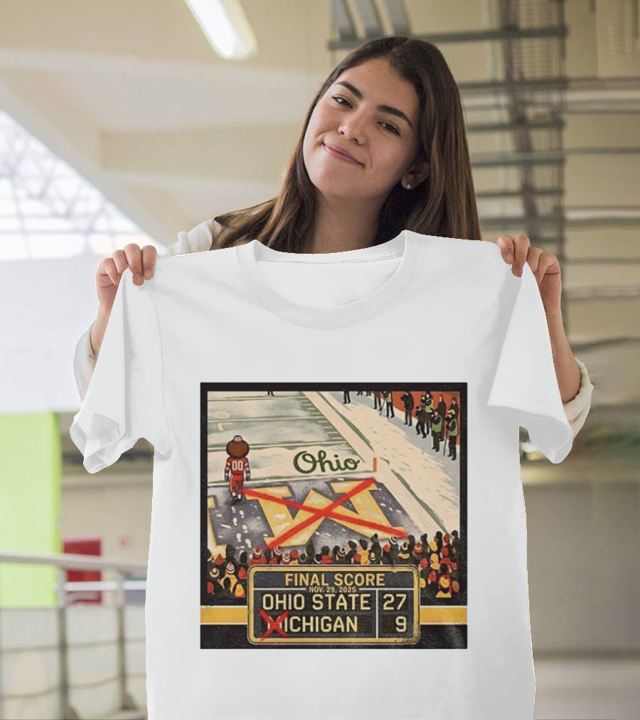 Ohio State 27 Michigan 9 Final Score 2025 Brutus Crossing Out The M Ohio Rivalry T-Shirt