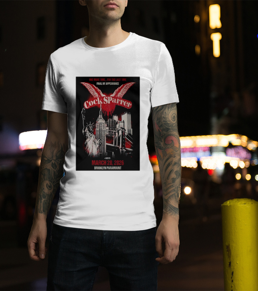 Cock Sparrer Final NY Appearance Brooklyn Paramount March 28 2026 Statue Of Liberty Empire State Building T-Shirt