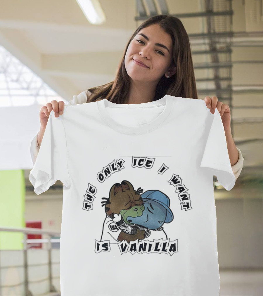 Orange Cat The Only Ice I Want Is Vanilla Hugging T-Shirt