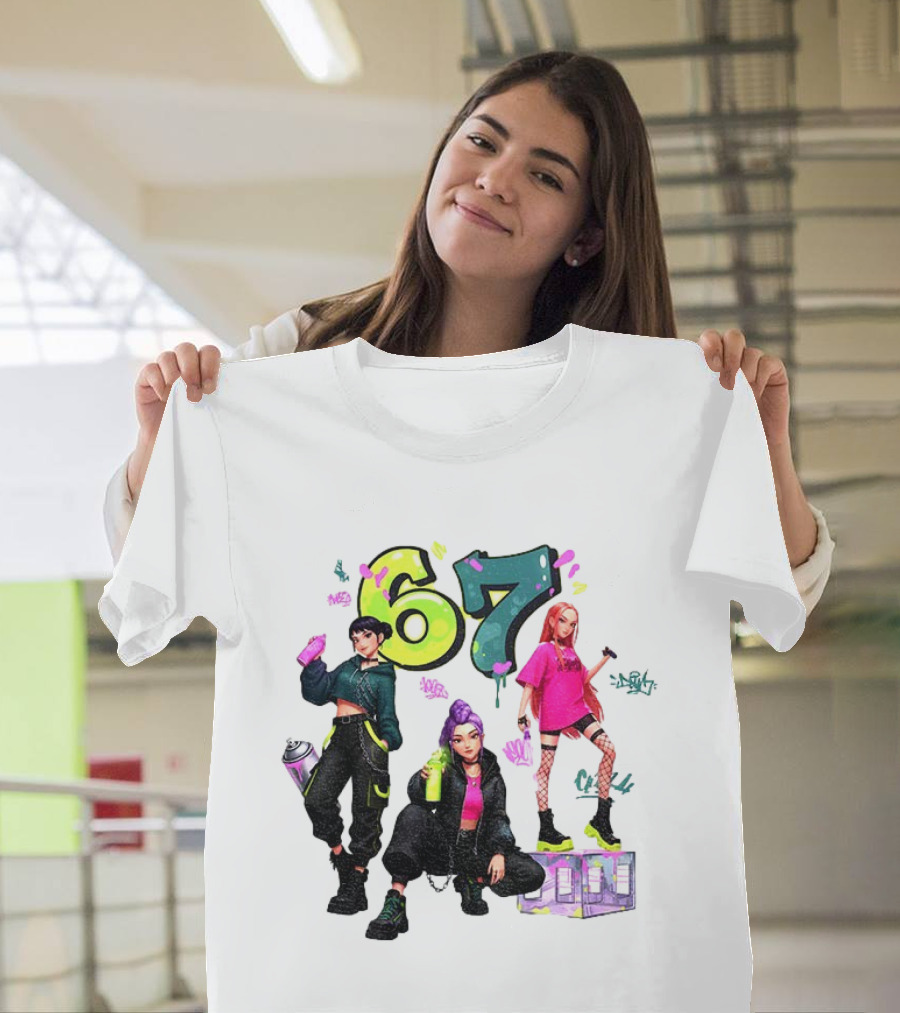 Six Seven 67 Graffiti Kpop Huntrix Girls Band Meme T-Shirt