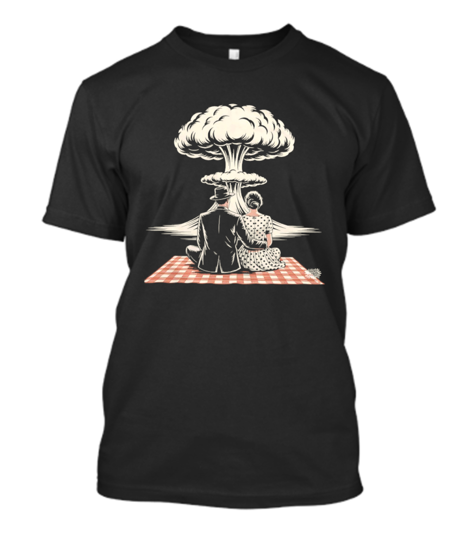 Atomic Picnic Romance End Of The World Mushroom Cloud Couple T-Shirt