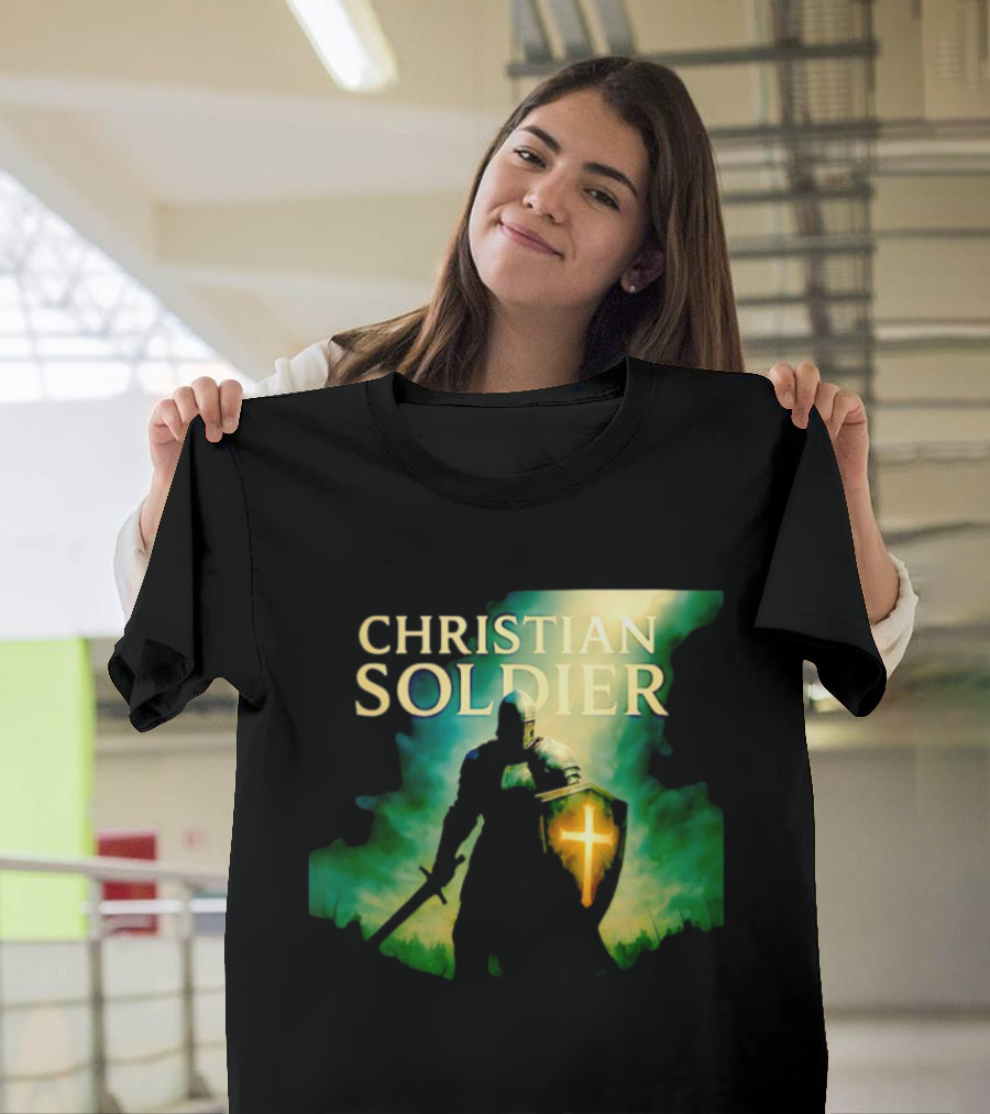 Christian Soldier Knight Shield Cross Iconic Warrior T-Shirt