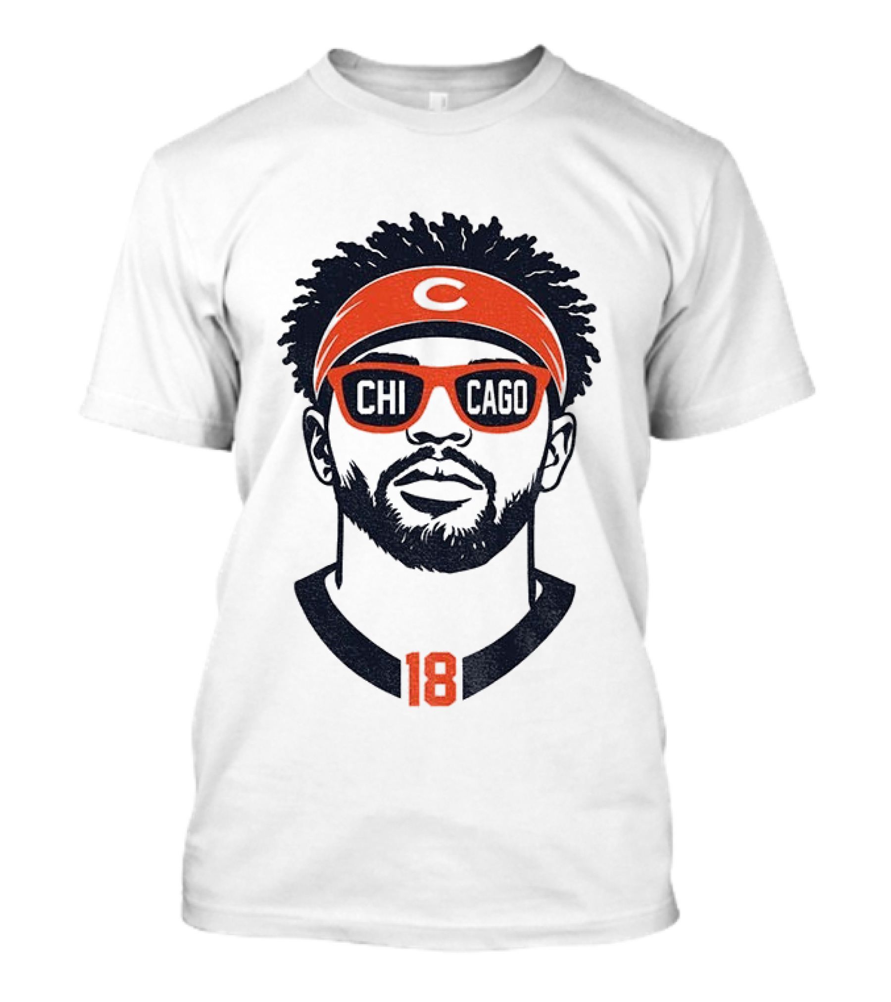 Caleb Williams 18 Chicago Bears Cartoon Sunglasses Headband T-Shirt