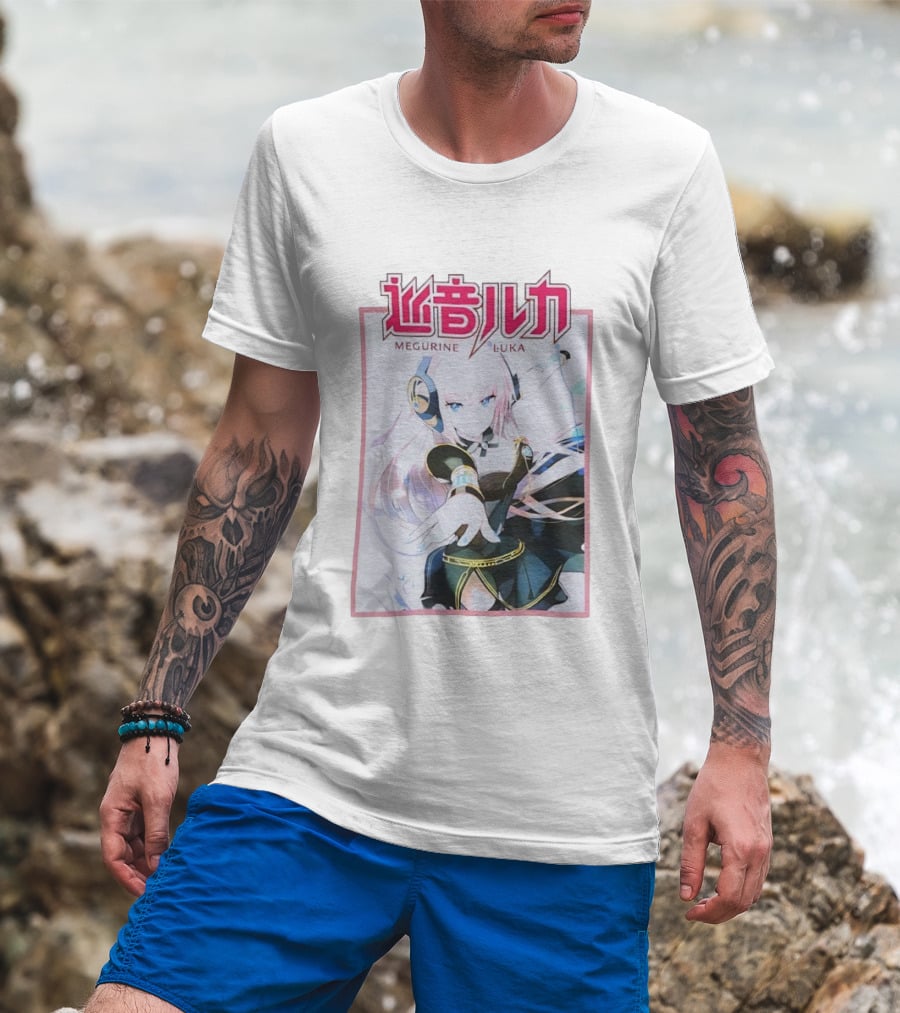 Megurine Luka Anime Vocaloid Headphones And Outfit T-Shirt