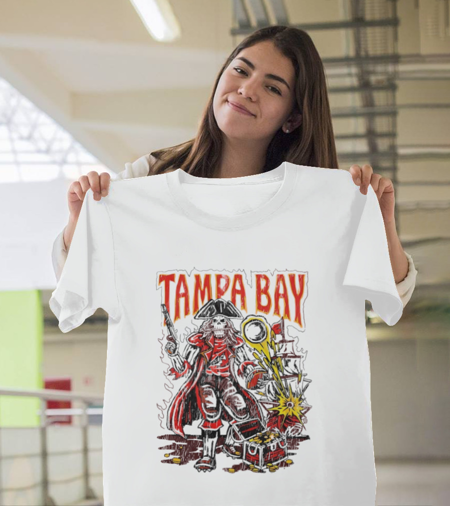Tampa Bay Pirate Skeleton Exploding Cannonball T-Shirt