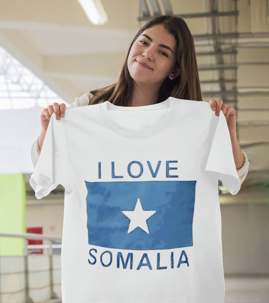 I Love Somalia Flag Blue Star T-Shirt