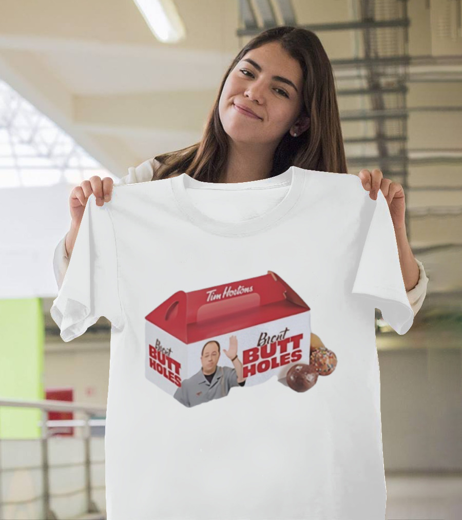 Tim Hortons Brent Butt Holes Box With Donuts T-Shirt