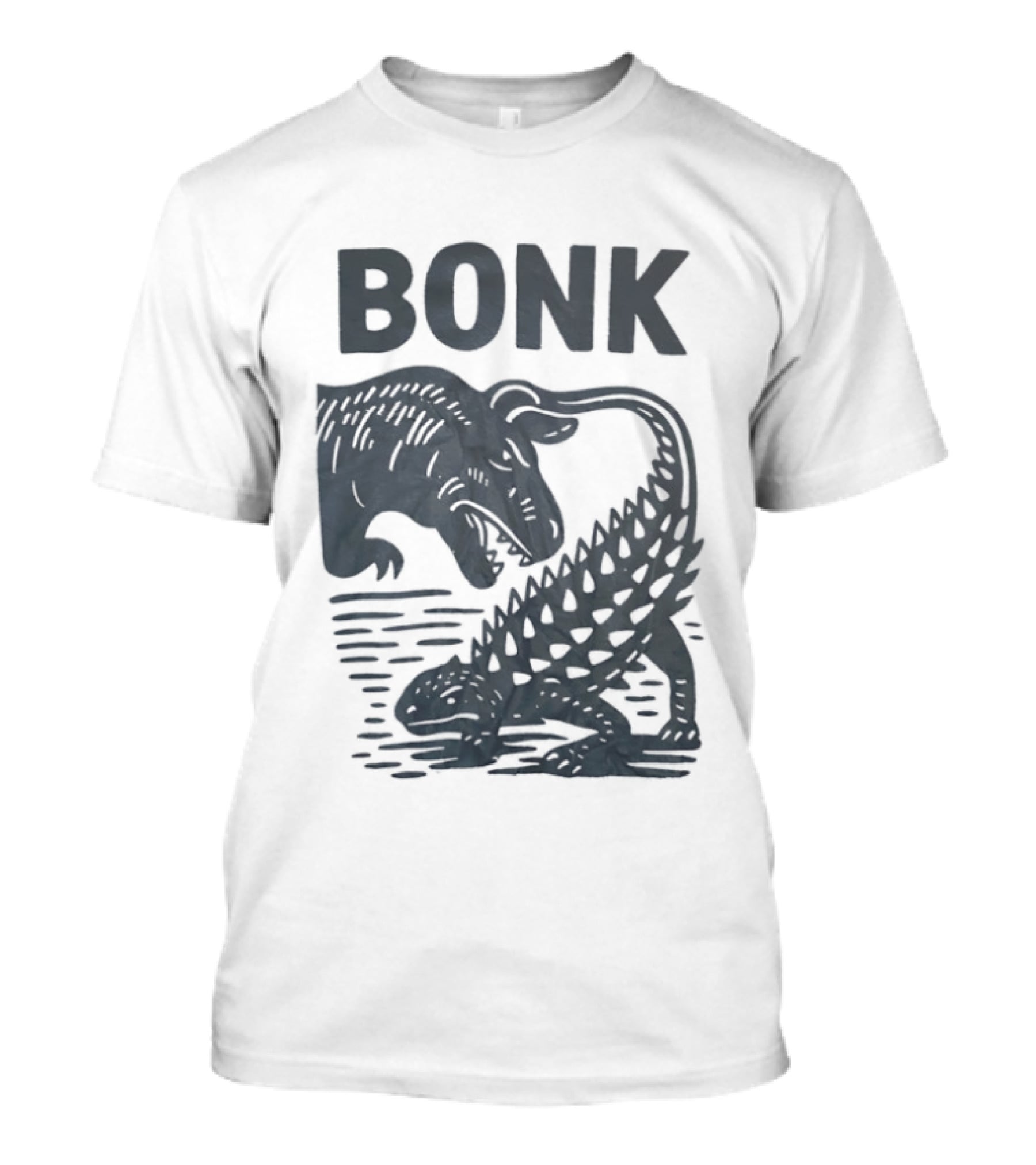 Late Cretaceous Dinosaur Bonk Scene With Spinosaurus And Ankylosaurus T-Shirt