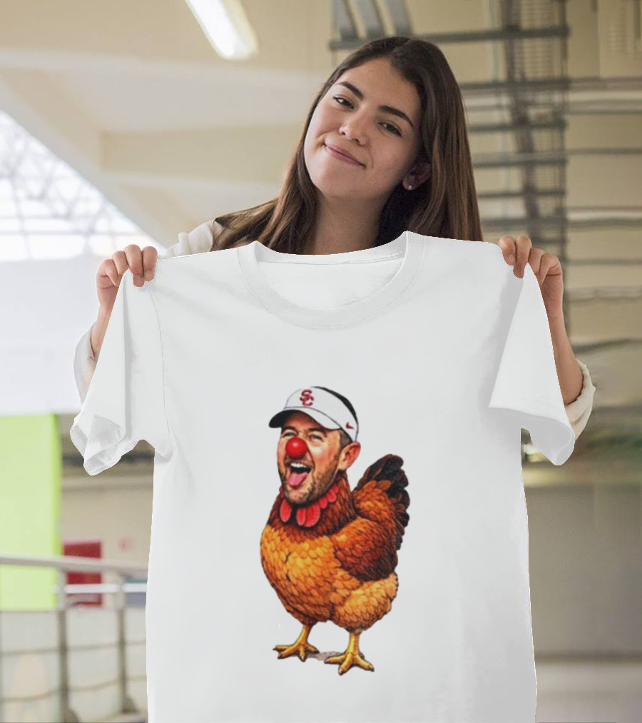 USC Coach Lincoln Riley Chicken Parody With Red Nose Clown Face T-Shirt