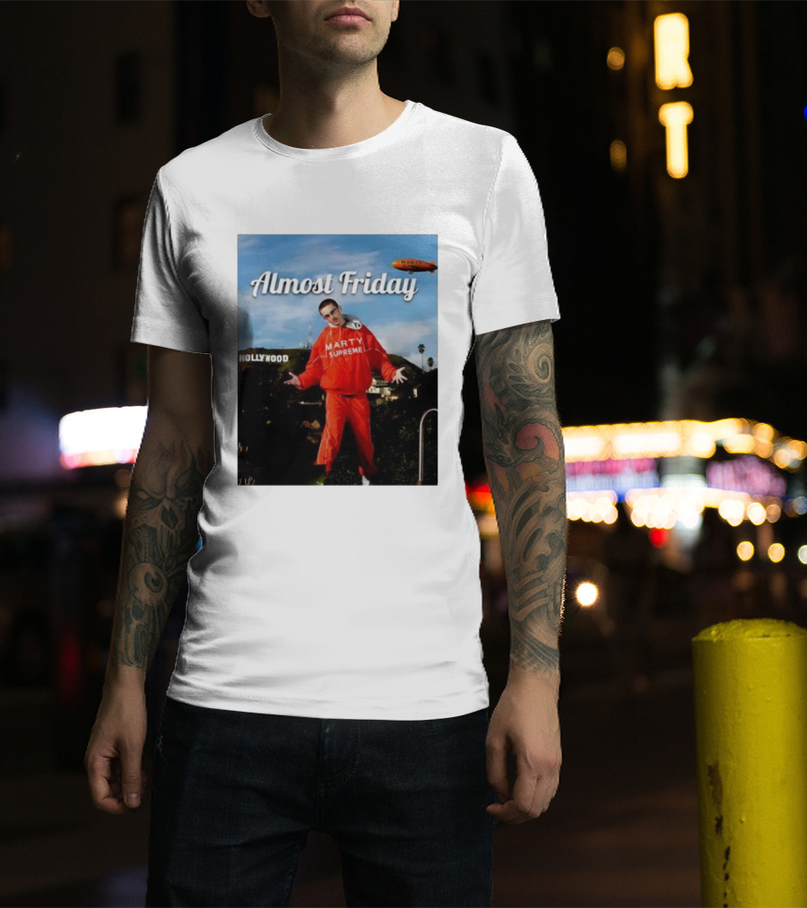 Almost Friday Marty Supreme Hollywood Hills Sky Blimp T-Shirt