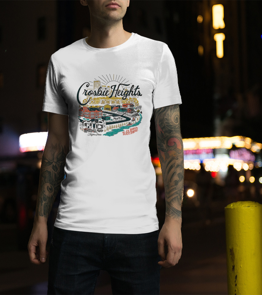 Crosbie Heights Tulsa City Riverfront Neighborhood Scene T-Shirt