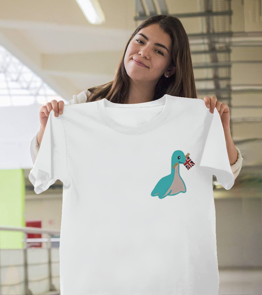 Cute Nessie Loch Ness Dinosaurs British Flag Union Jack T-Shirt