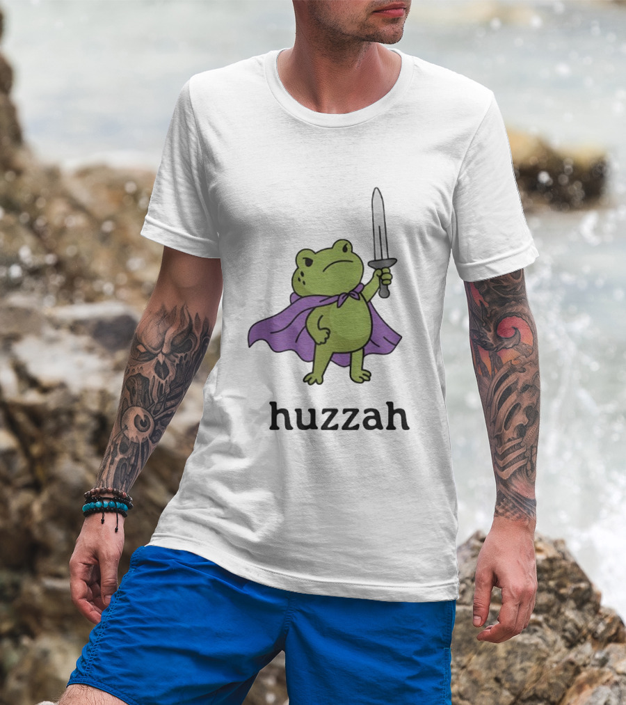 Huzzah Frog Purple Cloak Sword T-Shirt