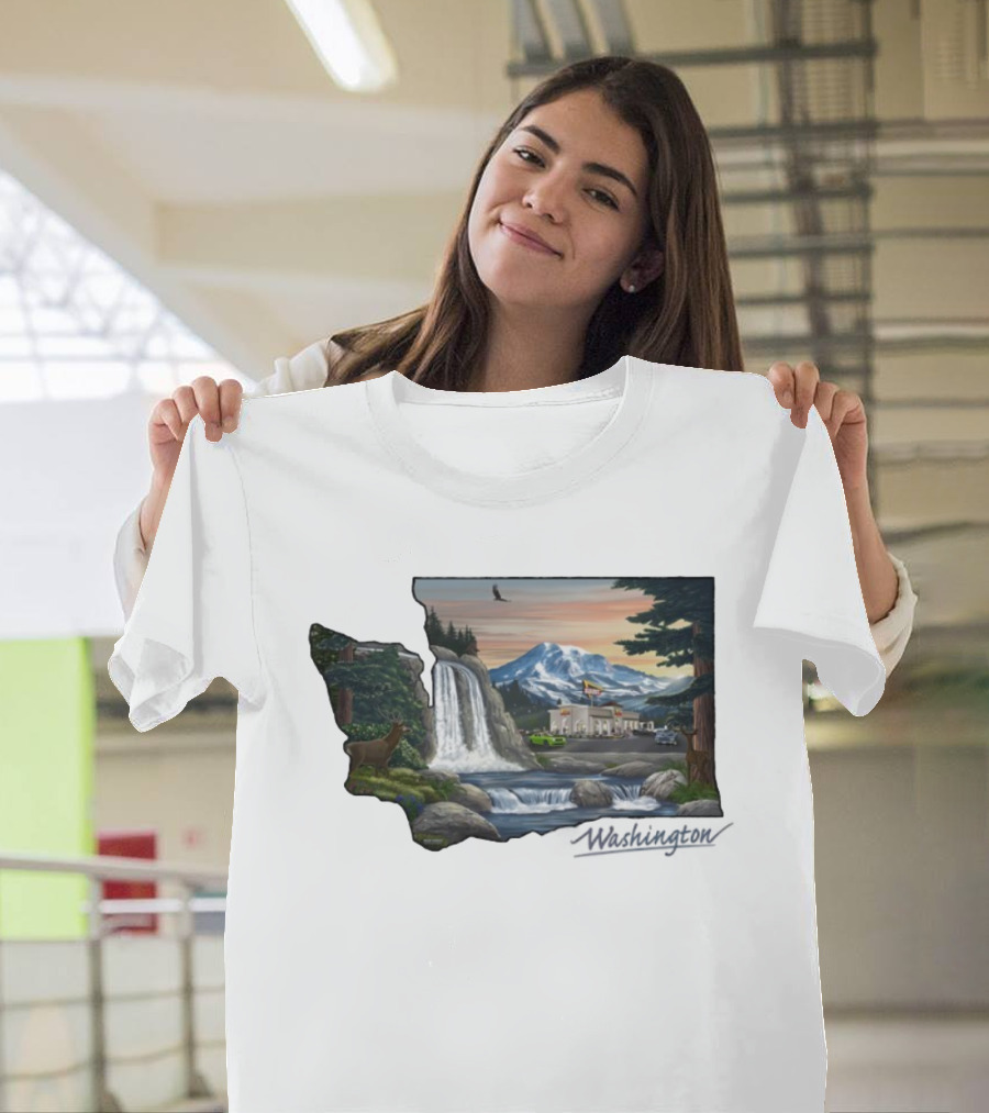In N Out Burger Mount St Helens Washington Waterfall Scenery T-Shirt