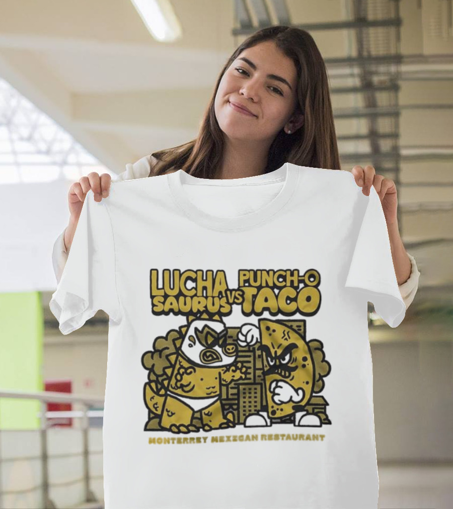 Lucha Saurus Vs Punch O Taco Monterrey Mexican Artistry T-Shirt