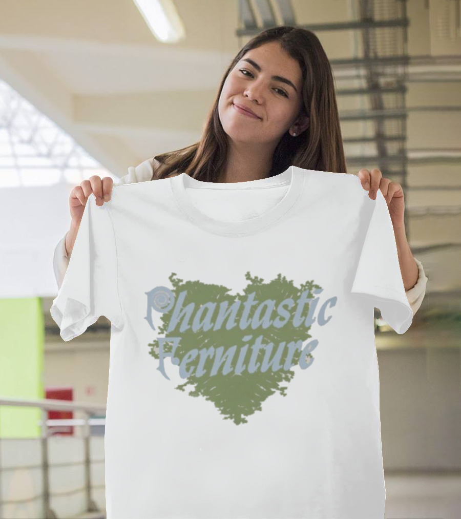 Phantastic Ferniture Green Heart Textured Lettering T-Shirt