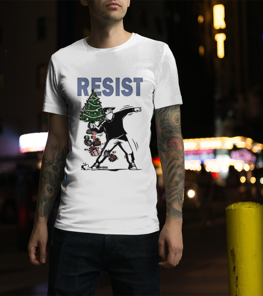 Resist Christmas Tree Throwing Festive Revolution T-Shirt