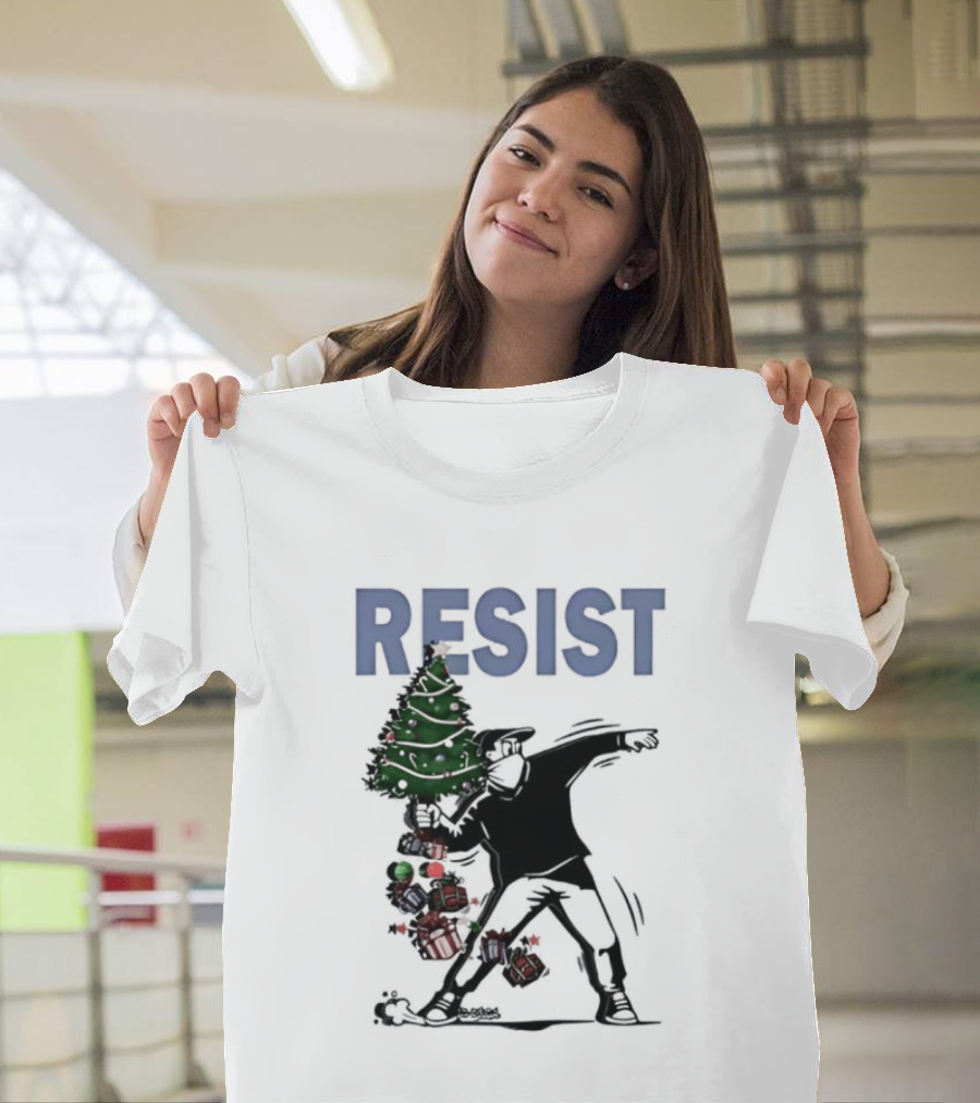Resist Christmas Tree Throwing Festive Revolution T-Shirt