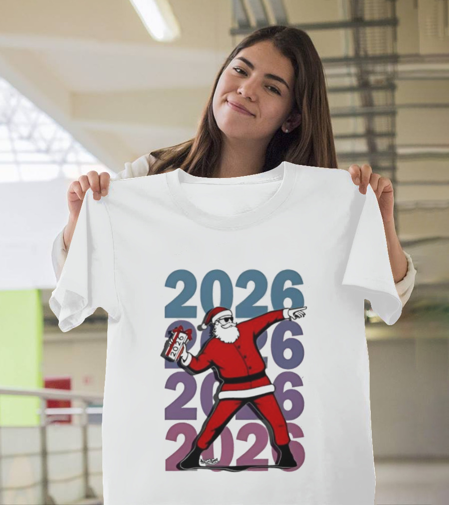 Dancing Santa 2026 Countdown Bold Repeat T-Shirt