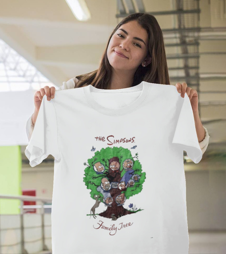 The Simpsons Family Tree Illustration With Iconic Characters Doubling As Branches T-Shirt