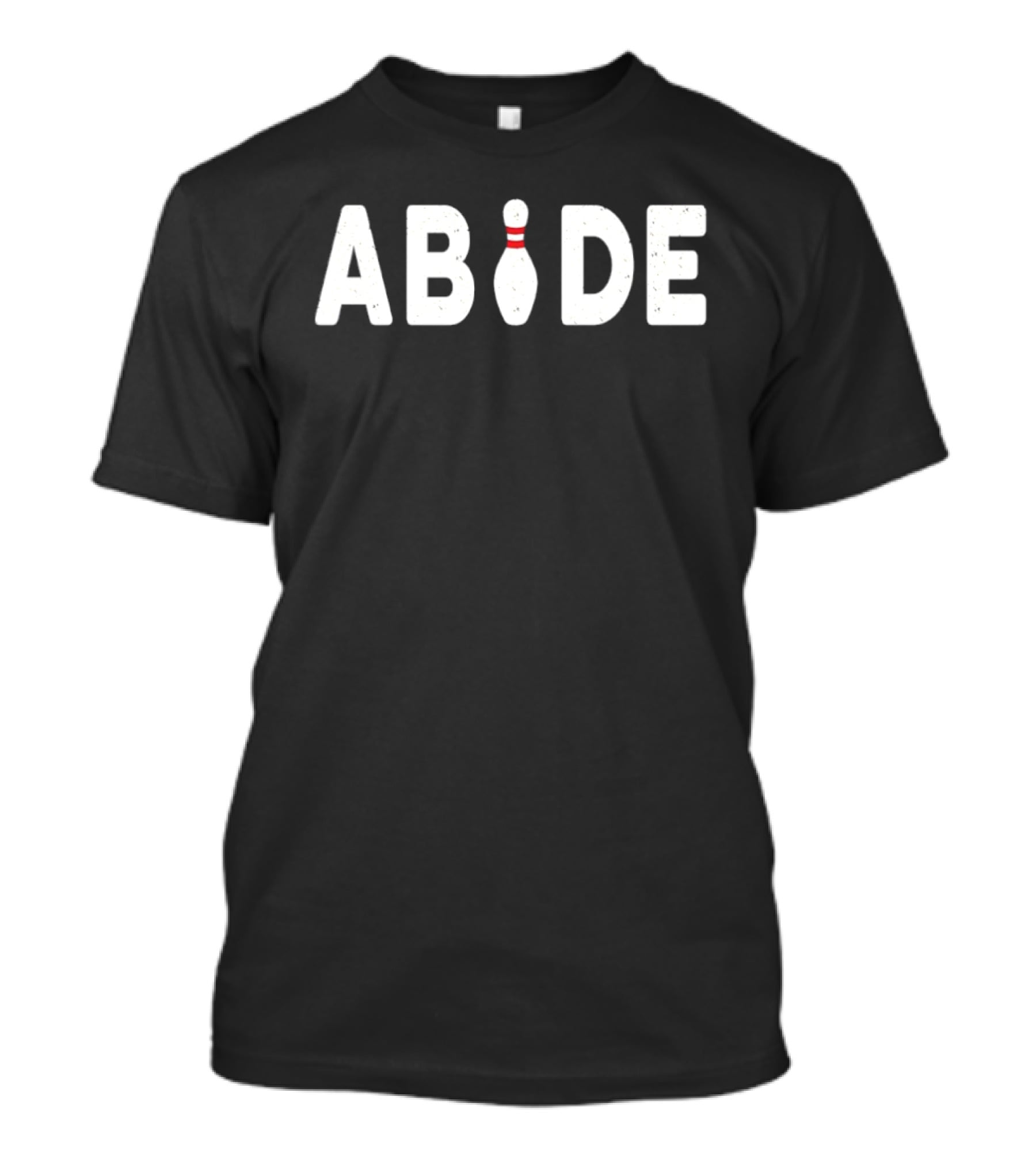 Bowling Abide Pin Icon Block Letters Fun T-Shirt