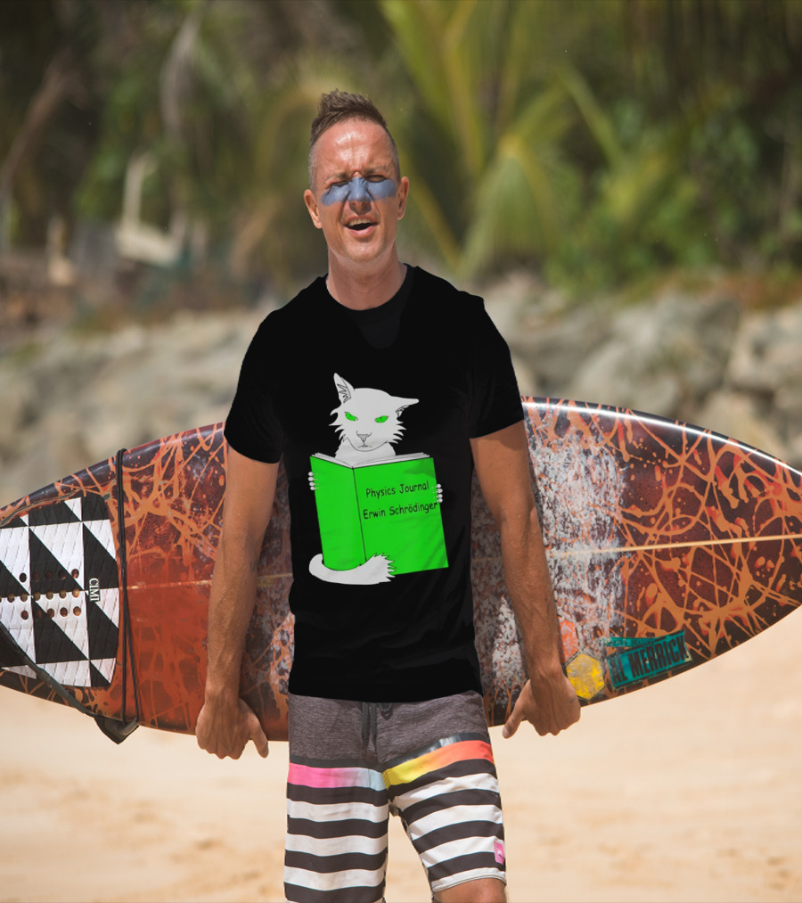 Schrodinger’s Cat Reading Book Physics Journal Erwin Schrodinger T-Shirt