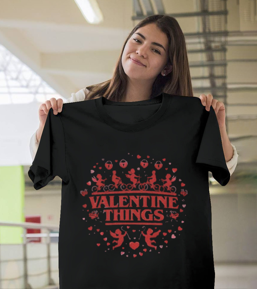 Valentine Things Romantic Cupid Hearts And Monsters T-Shirt