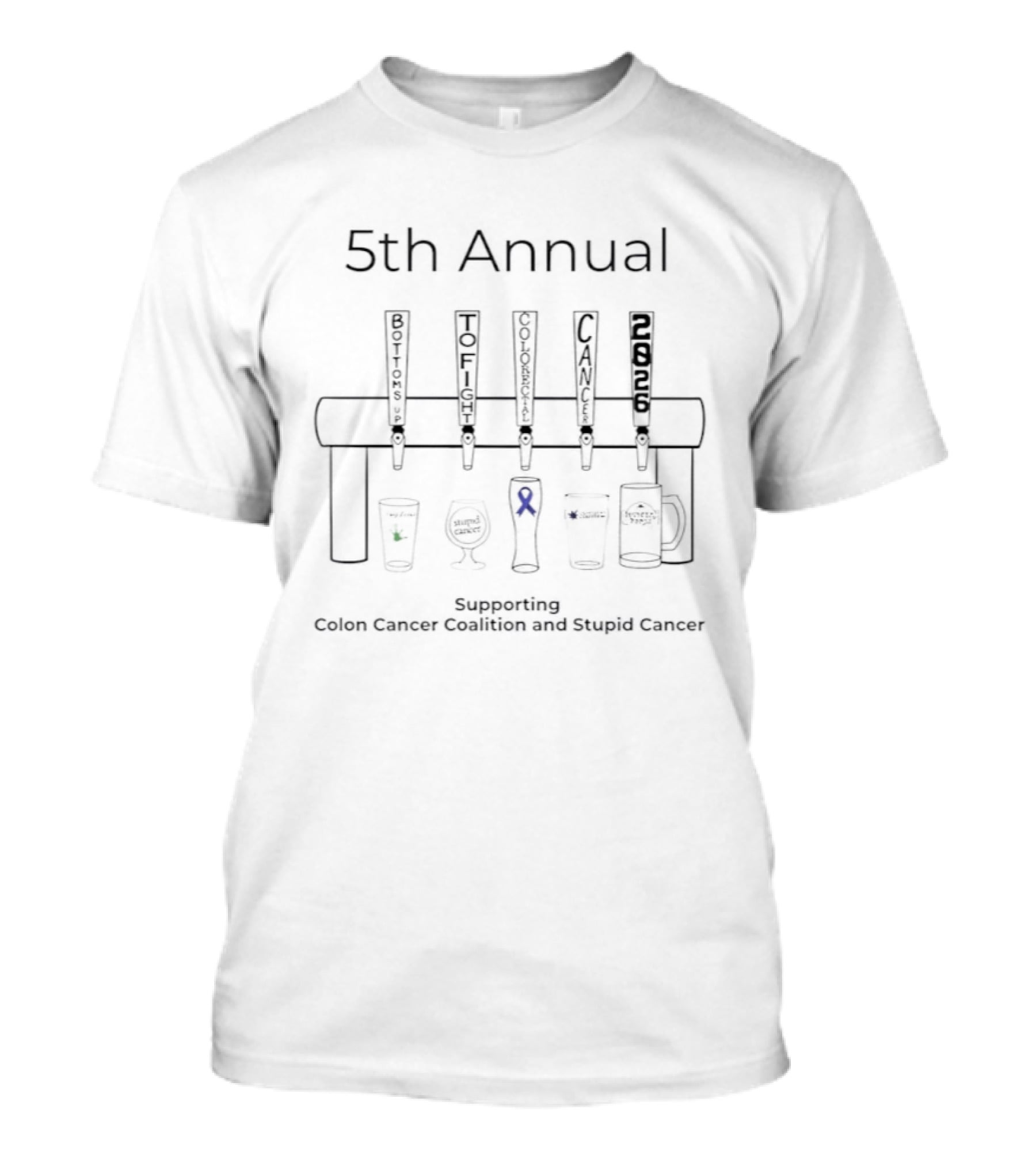 5th Annual Supporting Colon Cancer Coalition And Stupid Cancer Event Blue Ribbon Awareness T-Shirt