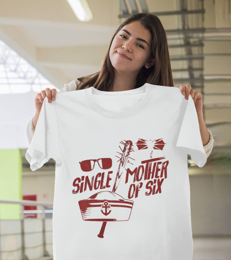 Retro 80s Single Mother Of Six Baseball Bat Sunglasses Anchor T-Shirt