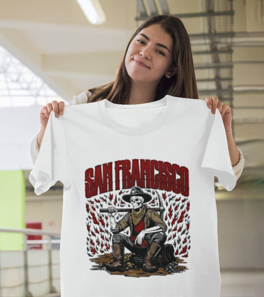 San Francisco 49ers Cowboy Skeleton Football T-Shirt