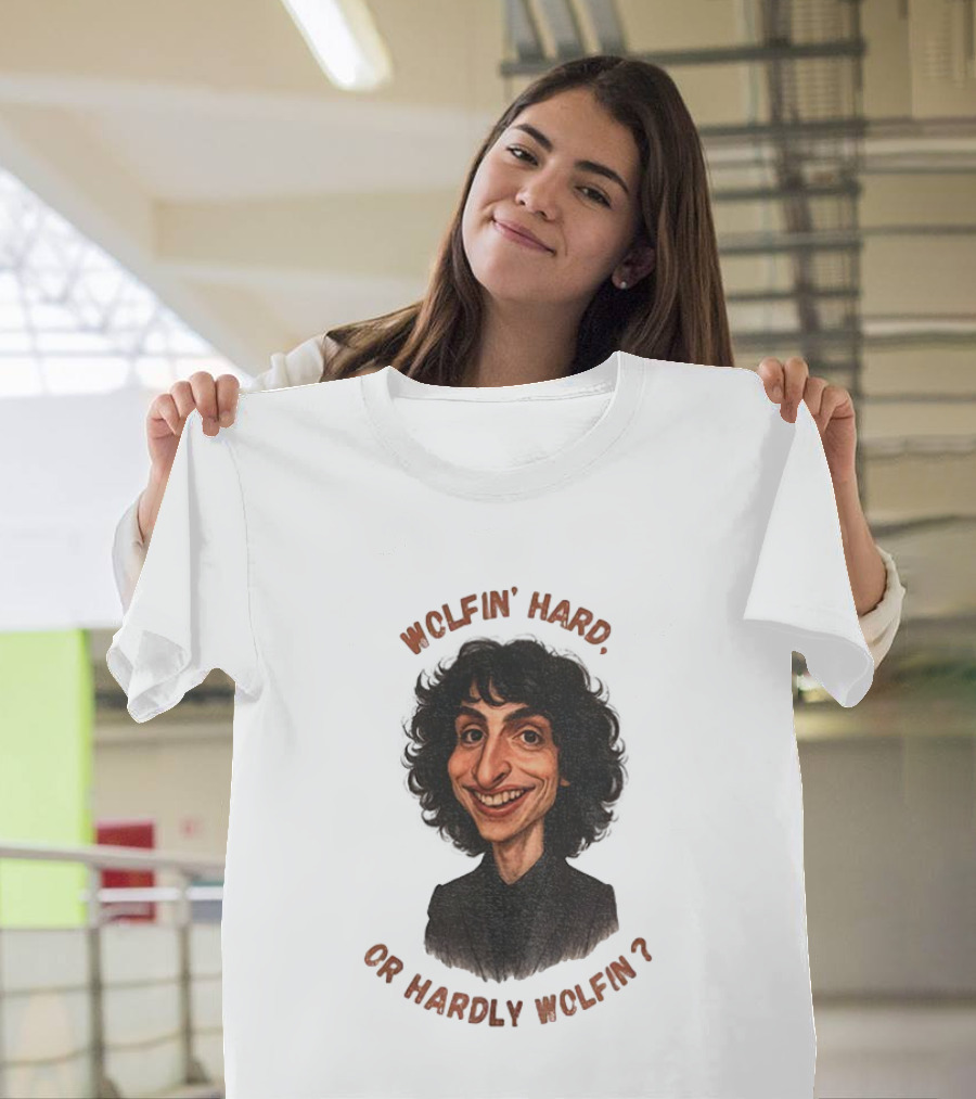 Finn Wolfhard Stranger Things Caricature Wolfin’ Hard Or Hardly Wolfin T-Shirt